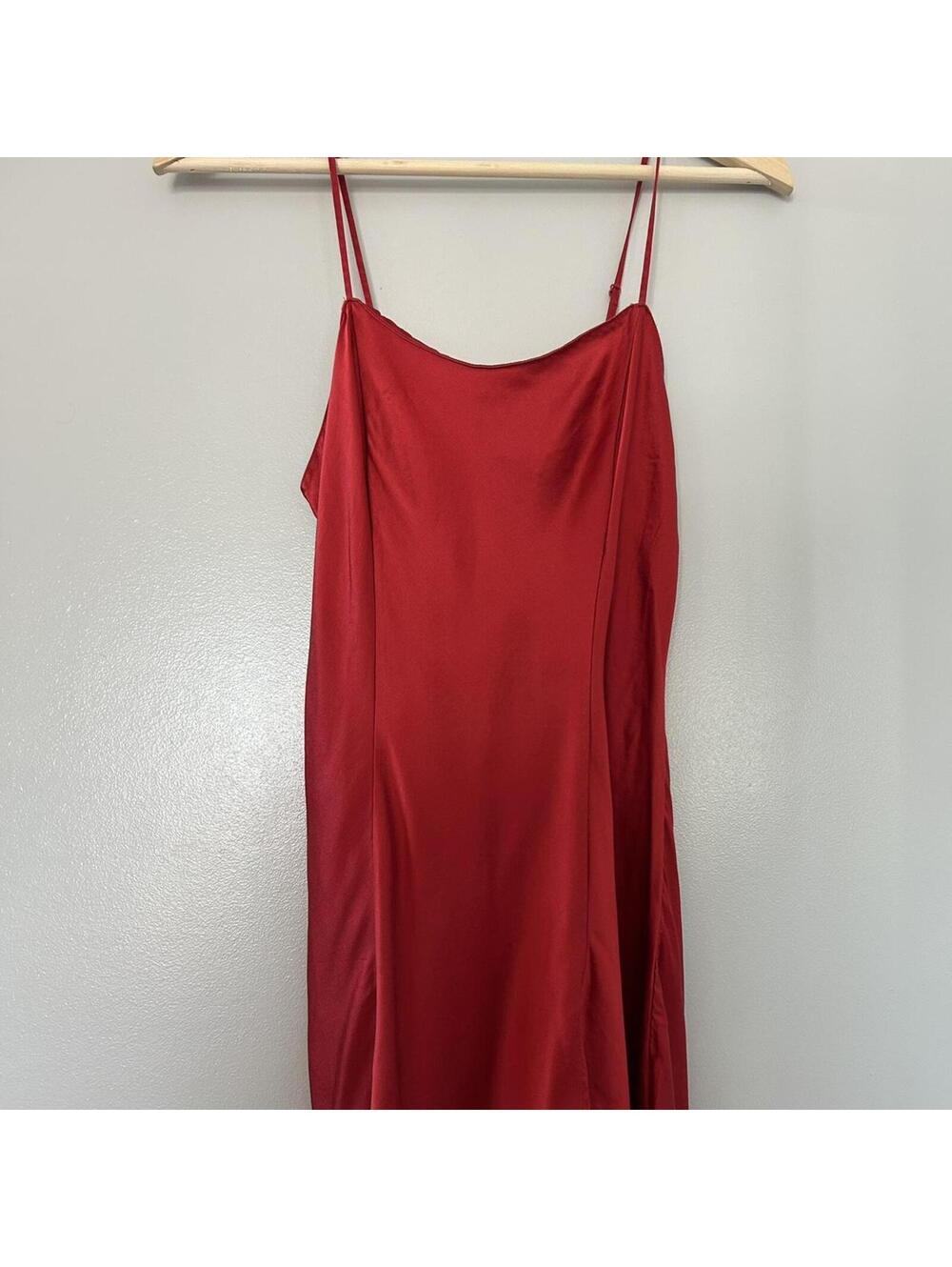 Vintage Victoria Secret red satin slip dress with side slit